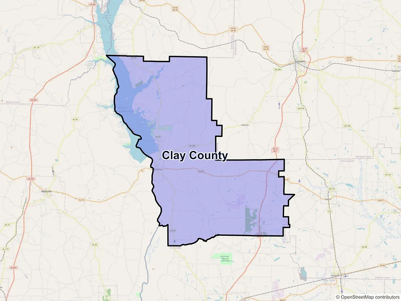 Map of Clay County, Georgia and ZIP codes