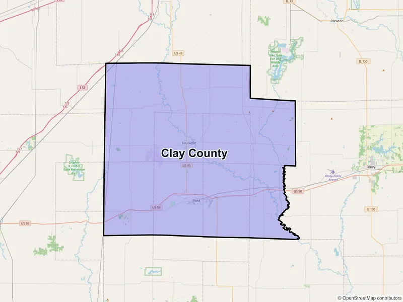 Map of Clay County, Illinois and ZIP codes