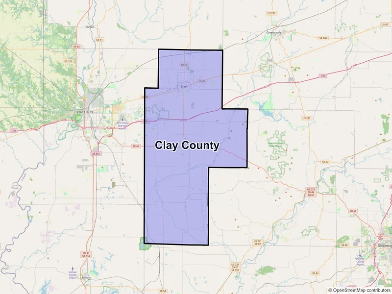 Map of Clay County, Indiana and ZIP codes