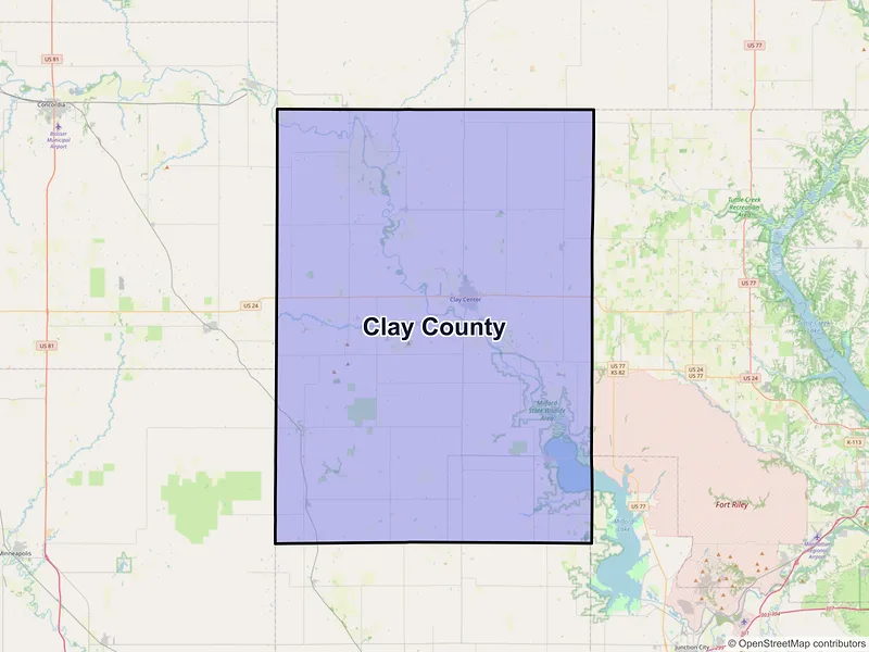 Map of Clay County, Kansas and ZIP codes