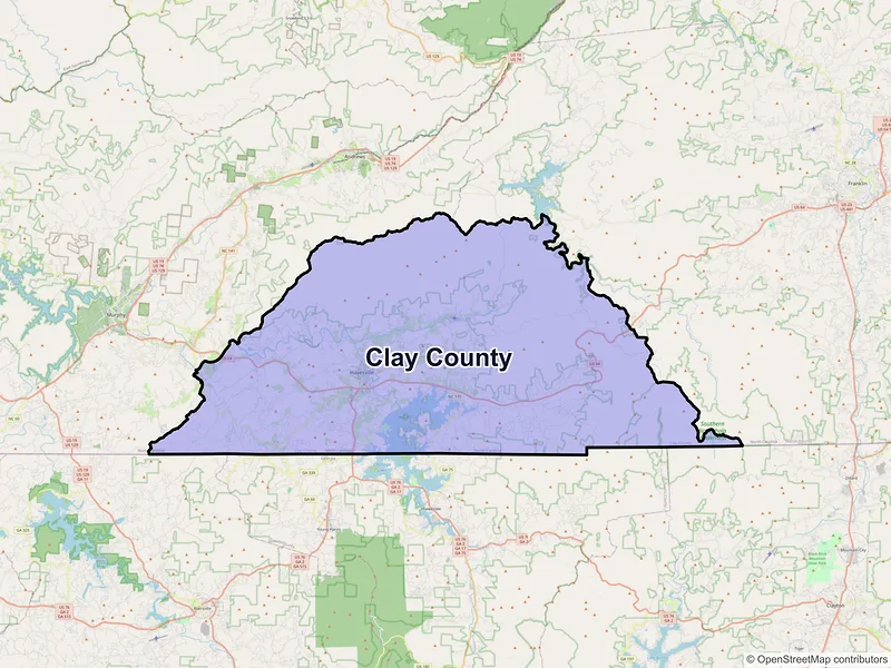 Map of Clay County, North Carolina and ZIP codes