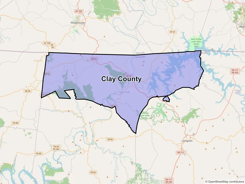 Map of Clay County, Tennessee and ZIP codes