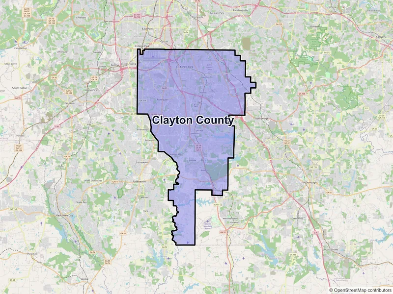 Map of Clayton County, Georgia and ZIP codes