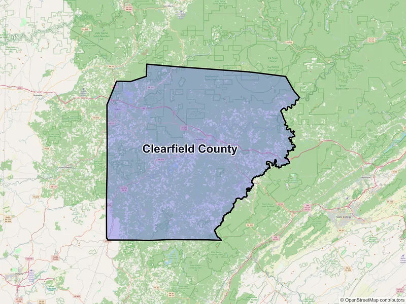 Map of Clearfield County, Pennsylvania and ZIP codes