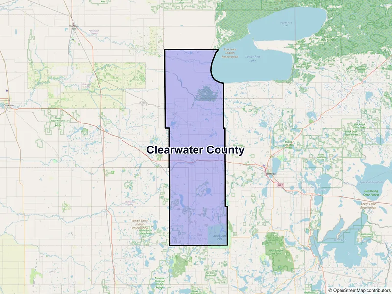 Map of Clearwater County, Minnesota and ZIP codes