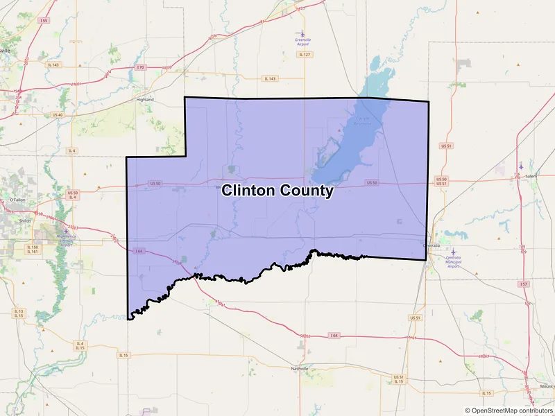 Map of Clinton County, Illinois and ZIP codes