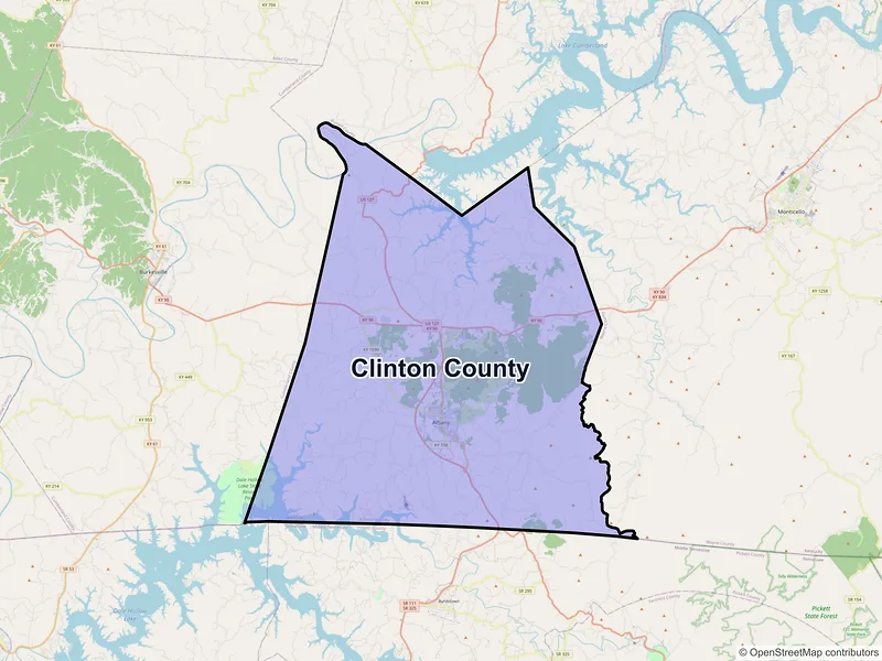 Map of Clinton County, Kentucky and ZIP codes