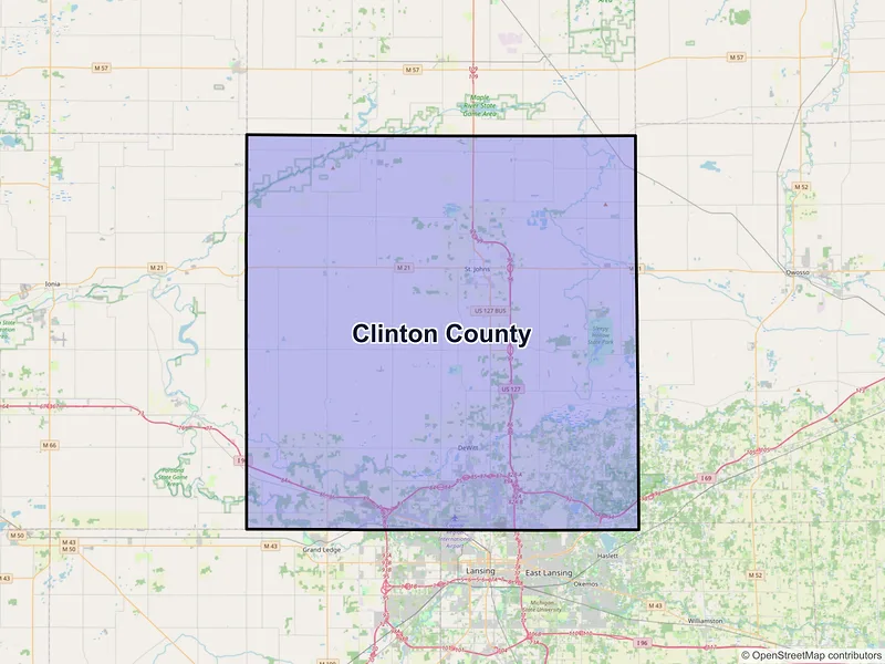 Map of Clinton County, Michigan and ZIP codes