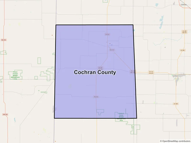 Map of Cochran County, Texas and ZIP codes