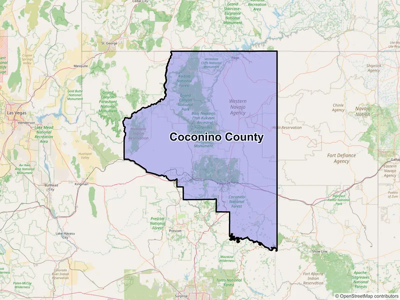 Map of Coconino County, Arizona and ZIP codes
