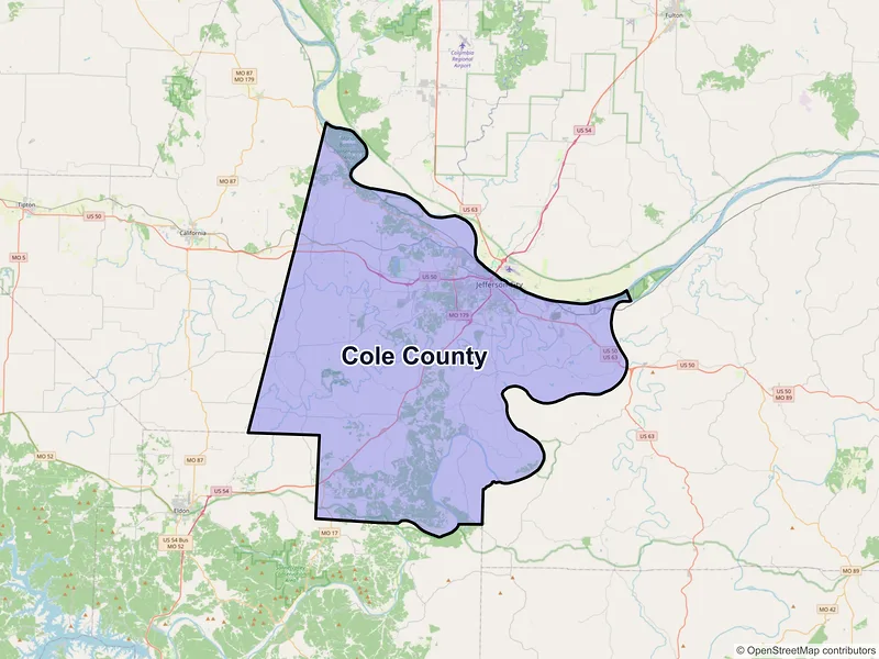 Map of Cole County, Missouri and ZIP codes