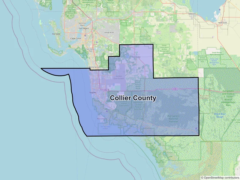 Map of Collier County, Florida and ZIP codes