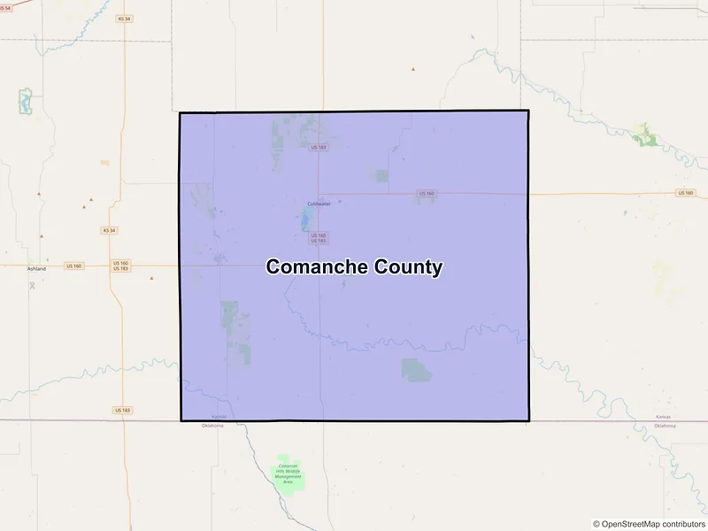 Map of Comanche County, Kansas and ZIP codes