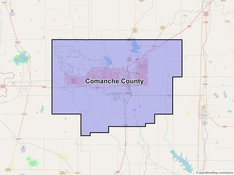 Map of Comanche County, Oklahoma and ZIP codes