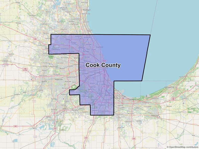 Map of Cook County, Illinois and ZIP codes