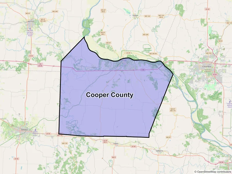 Map of Cooper County, Missouri and ZIP codes