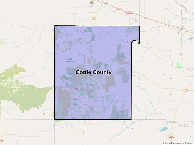 Map of Cottle County, Texas and ZIP codes