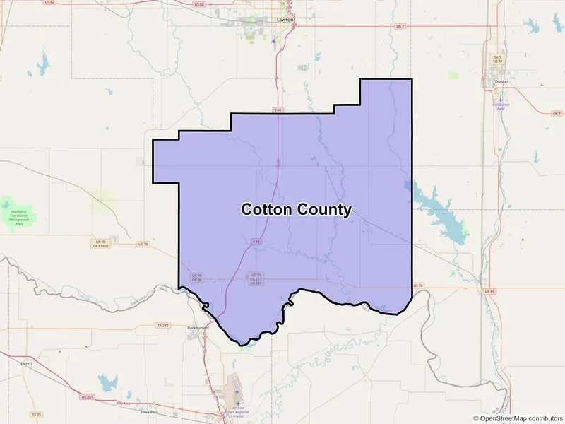 Map of Cotton County, Oklahoma and ZIP codes