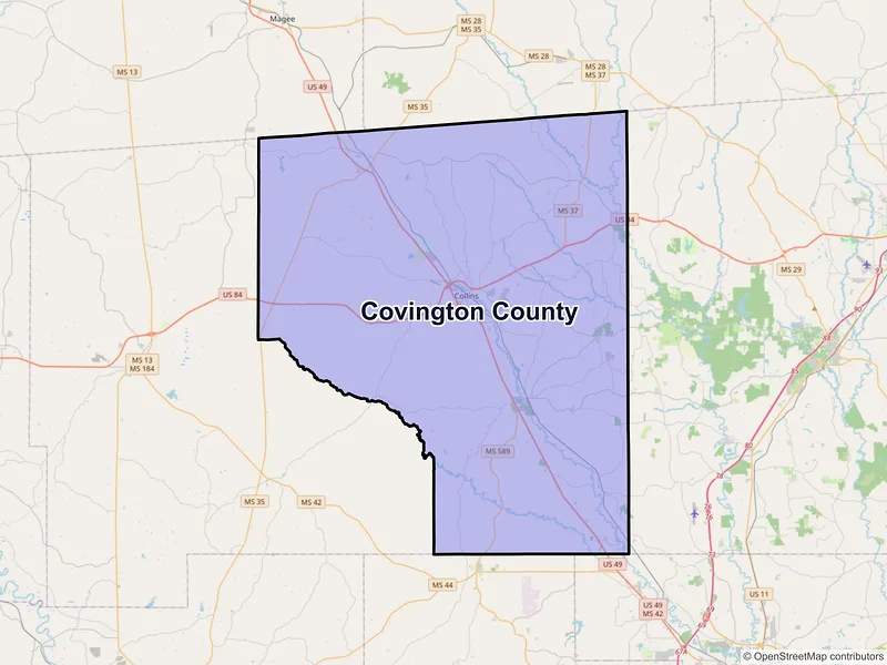 Map of Covington County, Mississippi and ZIP codes