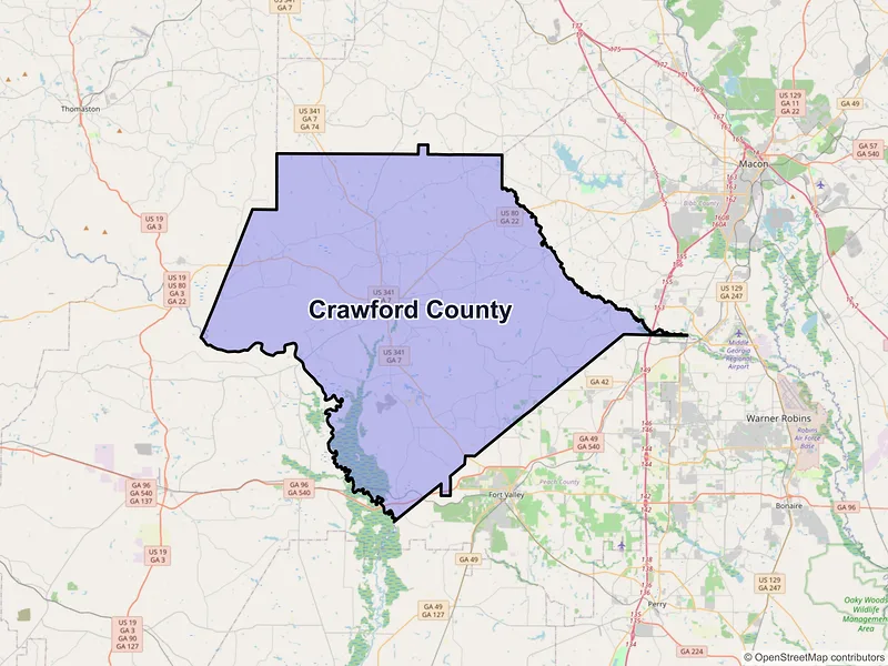 Map of Crawford County, Georgia and ZIP codes