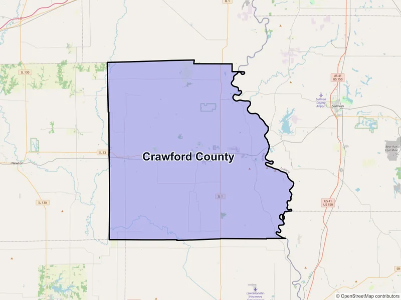 Map of Crawford County, Illinois and ZIP codes