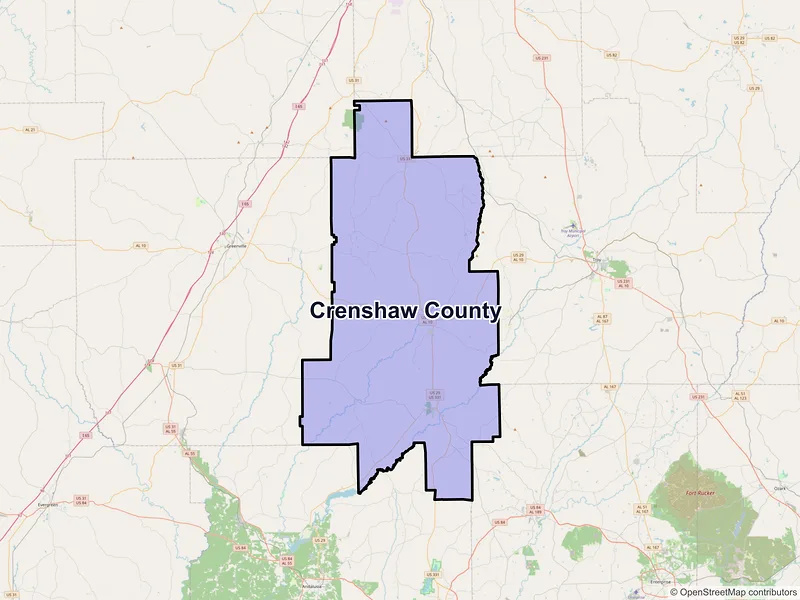 Map of Crenshaw County, Alabama and ZIP codes