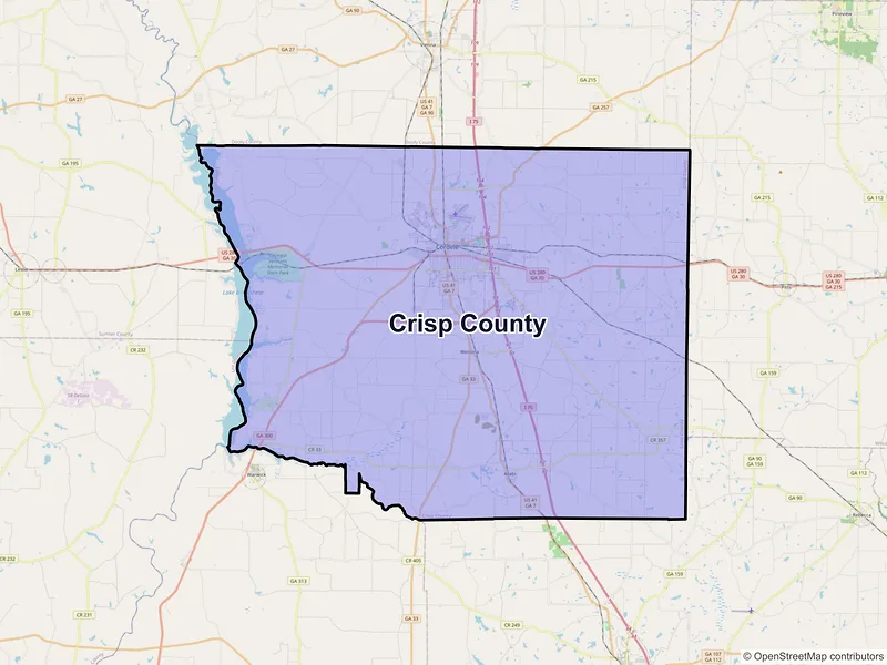 Map of Crisp County, Georgia and ZIP codes
