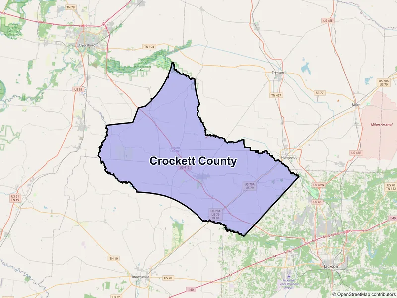 Map of Crockett County, Tennessee and ZIP codes