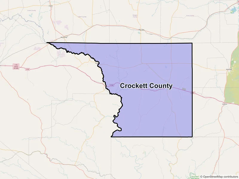 Map of Crockett County, Texas and ZIP codes