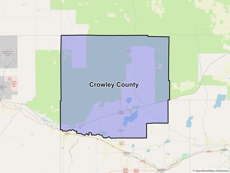 Map of Crowley County, Colorado and ZIP codes