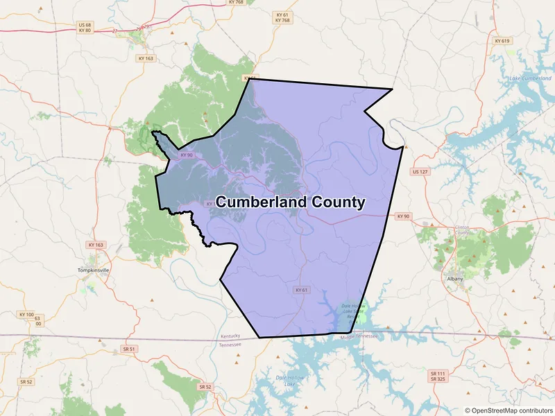 Map of Cumberland County, Kentucky and ZIP codes