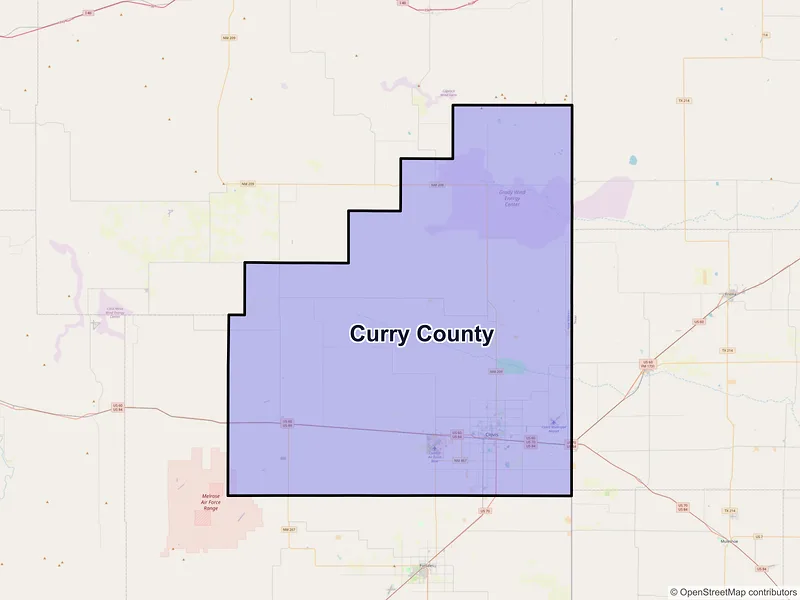 Map of Curry County, New Mexico and ZIP codes