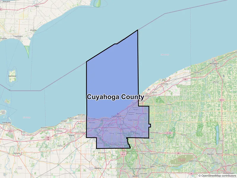 Map of Cuyahoga County, Ohio and ZIP codes