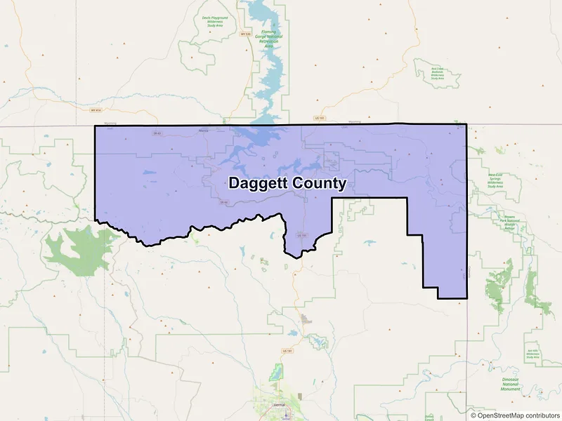 Map of Daggett County, Utah and ZIP codes