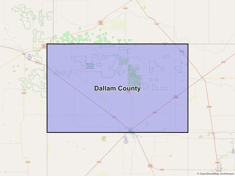 Map of Dallam County, Texas and ZIP codes