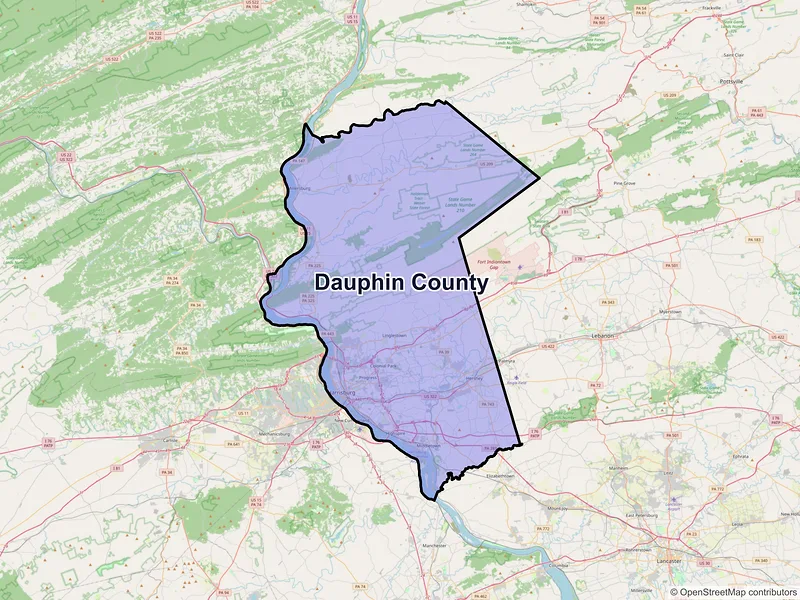 Map of Dauphin County, Pennsylvania and ZIP codes