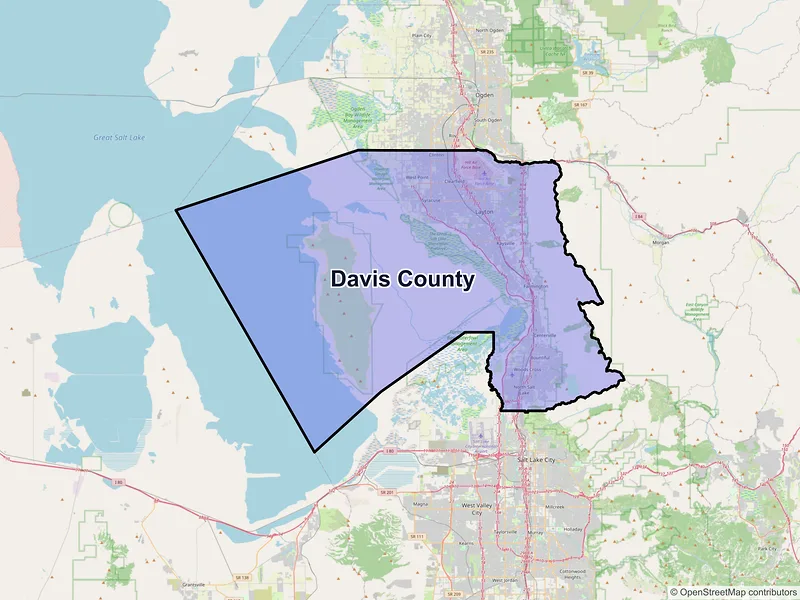 Map of Davis County, Utah and ZIP codes