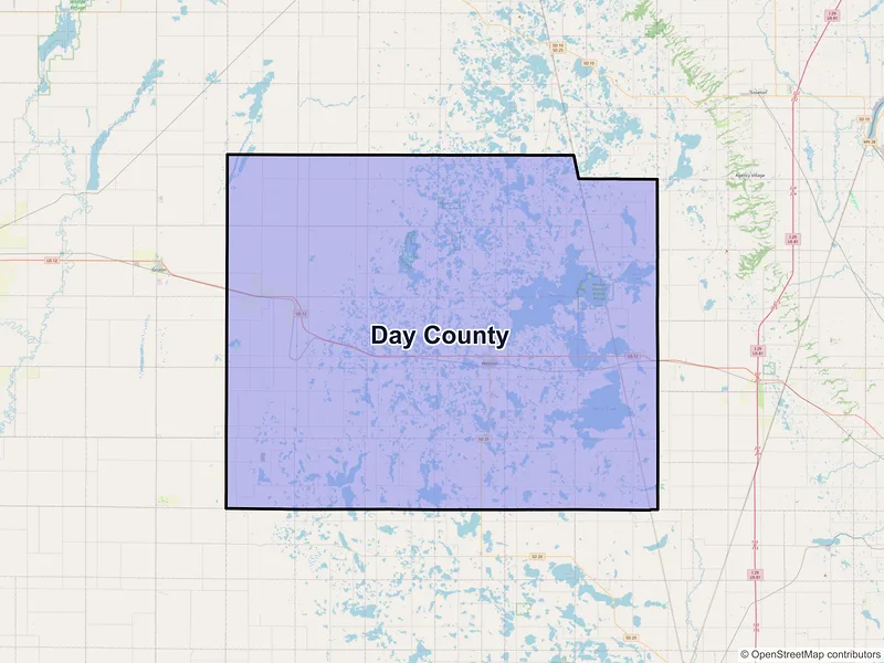 Map of Day County, South Dakota and ZIP codes