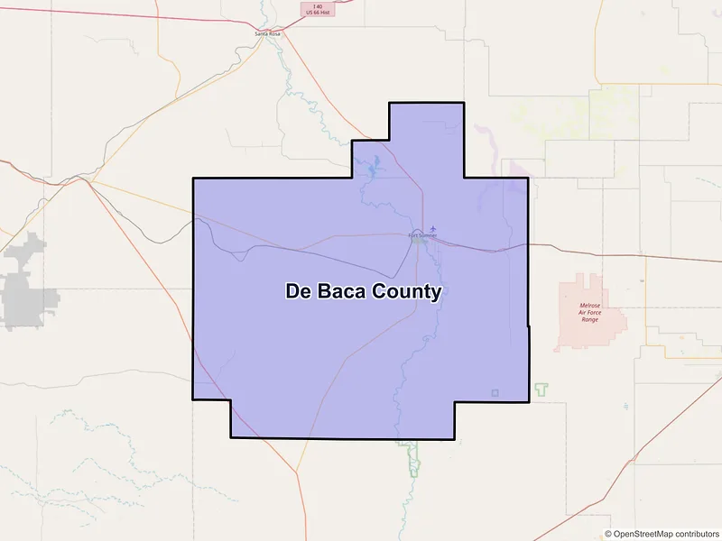 Map of De Baca County, New Mexico and ZIP codes