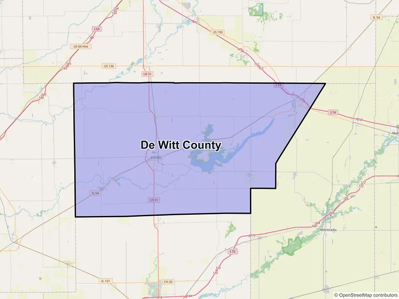 Map of De Witt County, Illinois and ZIP codes
