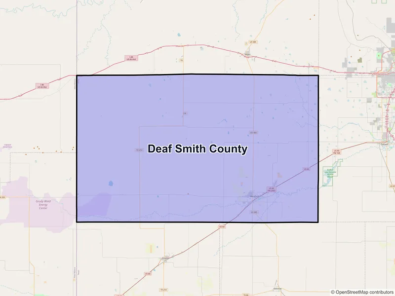 Map of Deaf Smith County, Texas and ZIP codes