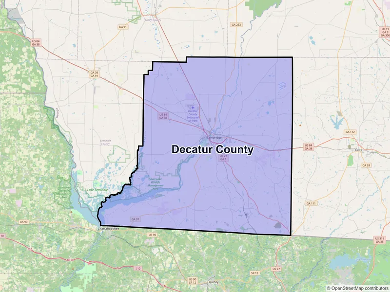 Map of Decatur County, Georgia and ZIP codes