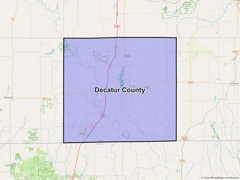 Map of Decatur County, Iowa and ZIP codes