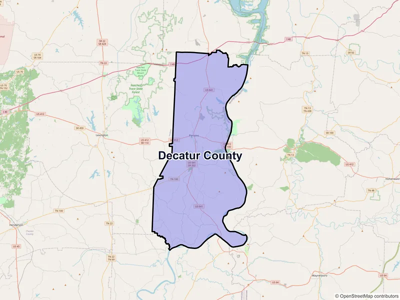 Map of Decatur County, Tennessee and ZIP codes