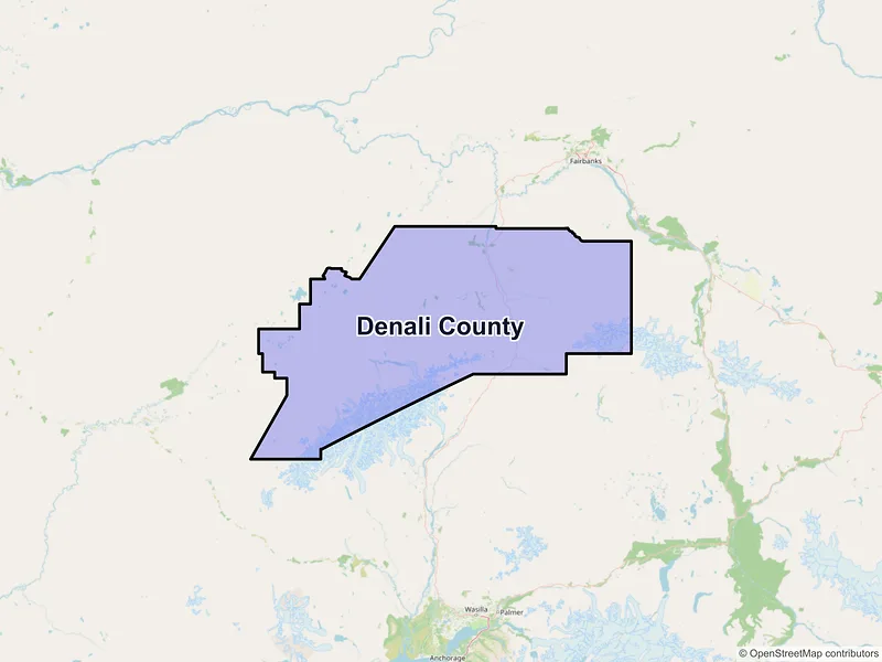 Map of Denali County, Alaska and ZIP codes