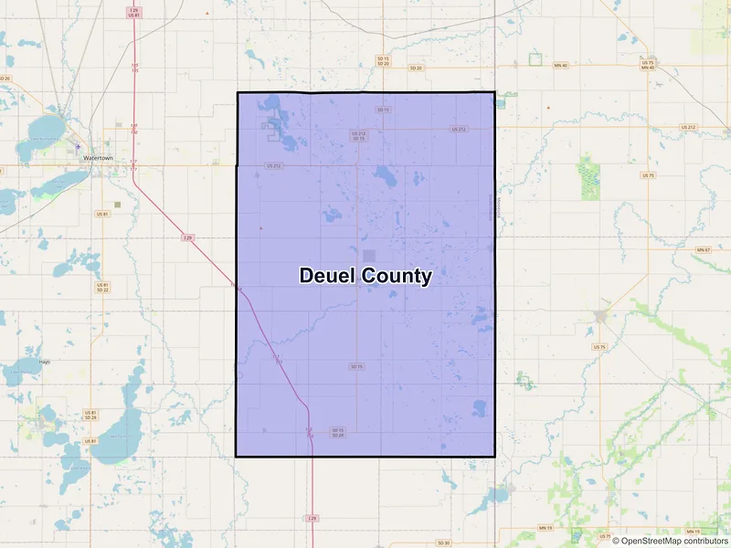 Map of Deuel County, South Dakota and ZIP codes