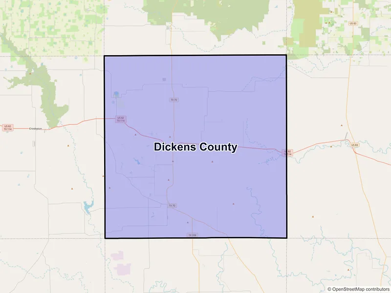 Map of Dickens County, Texas and ZIP codes