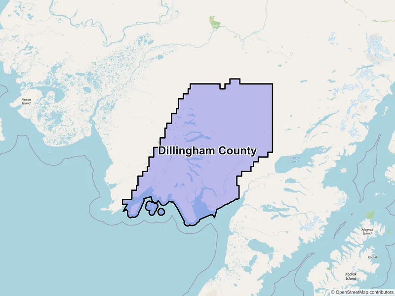 Map of Dillingham County, Alaska and ZIP codes