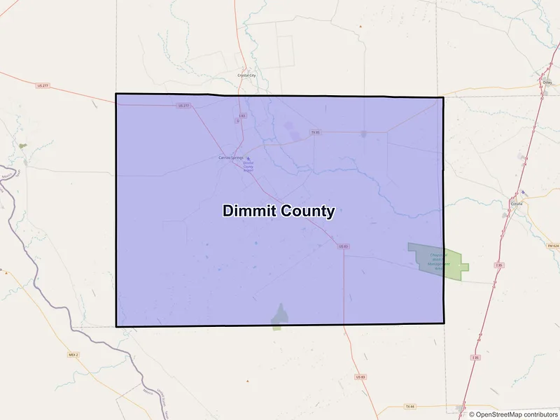 Map of Dimmit County, Texas and ZIP codes