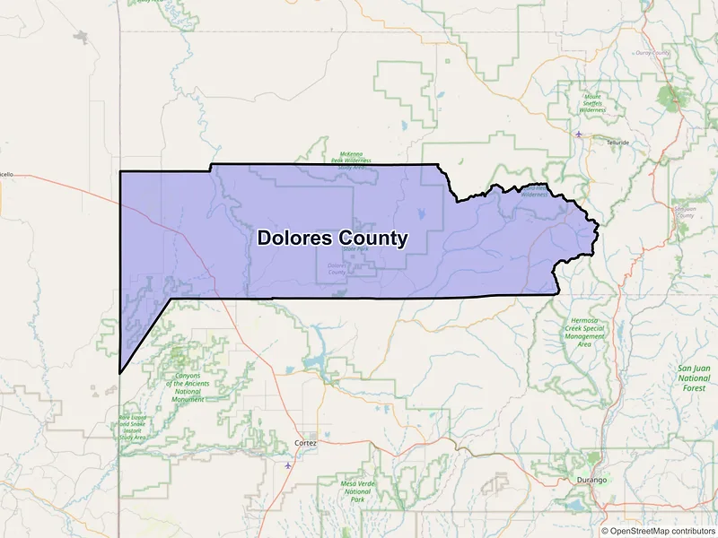 Map of Dolores County, Colorado and ZIP codes